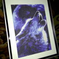Вышивка "Воющий волк" (по фото)