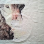 Процесс вышивки по фото "Пара волков"